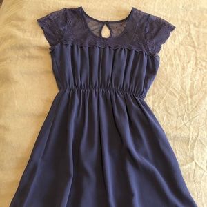 Navy Blue Lace Casual Dress